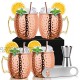 Moscow Mule Mug Set of 4 18oz Copper Plated Stainless Steel Mug Perfect for Cold Drink Moscow mule cup set with Gift Package