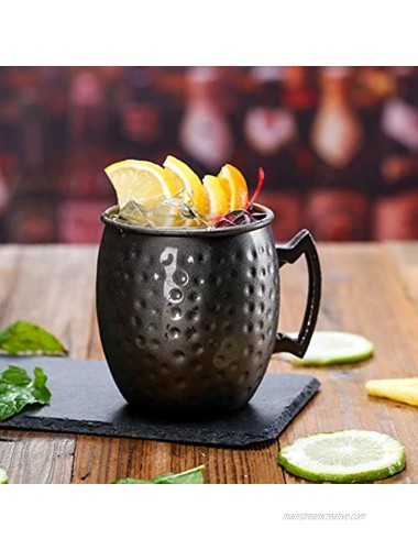 Moscow Mule Mug – Set of 4 with 1 0.5oz Double Jigger Black Plated Stainless Steel Mug 18oz Perfect for Cold Drink 4pcs Black