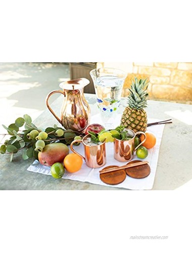 Moscow Mule PURE Copper Mugs Set of 2 by Copper Mules Handcrafted of 100% Pure THICK Copper Straight Smooth Finish EasyCare Copper Interior Strong Authentic Riveted Handle Holds 16 ounces