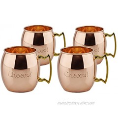 Old Dutch OS495 Solid "Cheers!" Moscow Mule Mugs Set of 4 16 oz Copper