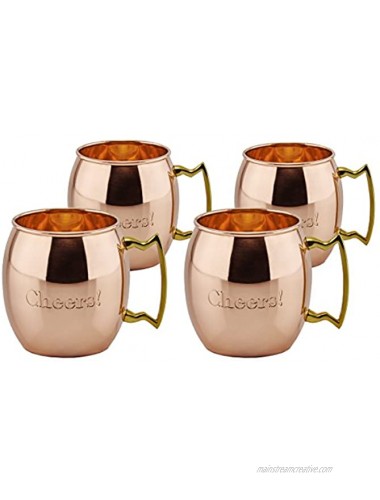Old Dutch OS495 Solid Cheers! Moscow Mule Mugs Set of 4 16 oz Copper