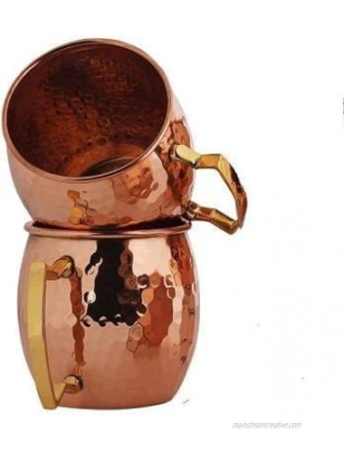 RATNA Moscow Mule Mugs Set of 4 Pure Copper Hammered Mug Solid Copper Cups with Hammered Finish