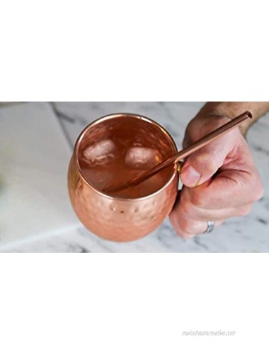 RATNA Moscow Mule Mugs Set of 4 Pure Copper Hammered Mug Solid Copper Cups with Hammered Finish FREE STRAW