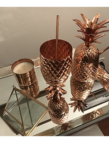 Solid Copper Pineapple Tumbler Mug with Copper Straw- Available in 3 Sizes 12oz,18oz,24oz- Handcrafted Drinking Mugs Unique Christmas Anniversary Birthday Gift Idea