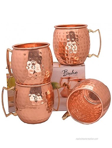 The Boho Street Moscow Mule Handcrafted 100% Pure Copper Mugs Brass Handles 1