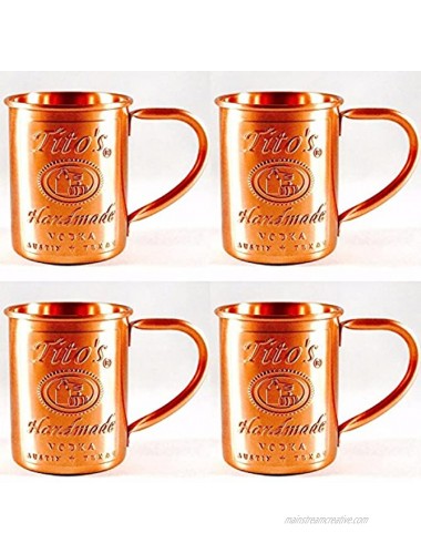 Tito's Vodka Copper Moscow Mule Mug Set of 4