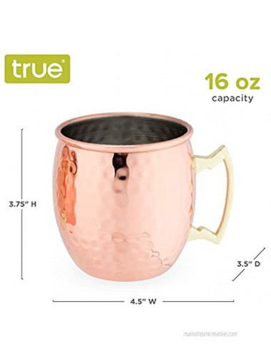 True Hammered Moscow Mule Copper Mugs 2 Pack Specialty Cocktail Drinkware 16oz
