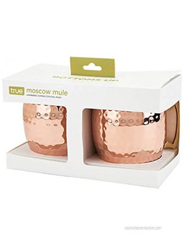 True Hammered Moscow Mule Copper Mugs 2 Pack Specialty Cocktail Drinkware 16oz