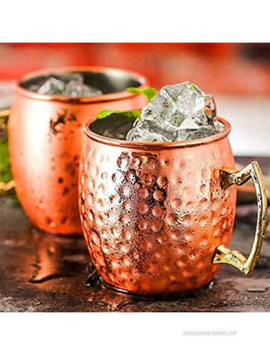 Woais Cocktail Glass Drinkware Stainless Steel Coffee Cup Hammered Copper Plated Mug Beer Cup Mule Mug
