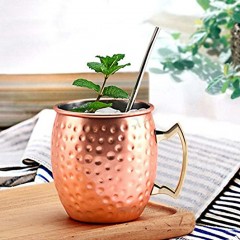 Woais Cocktail Glass Drinkware Stainless Steel Coffee Cup Hammered Copper Plated Mug Beer Cup Mule Mug