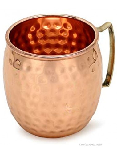 Zap Impex Pure Copper Hammered Moscow Mule Mug With Solid Brass Handle Set Of 4- 16 Ounce
