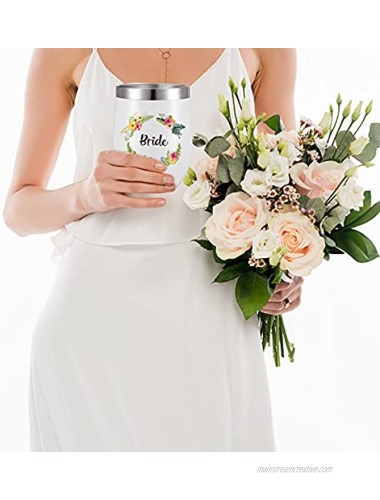 4 Pieces Gifts for Bride Bridesmaid Maid of Honor Bridesmaid Proposal Gifts Bride Wine Tumblers for Engagement Wedding Bridal Party Supplies 12 oz Stainless Steel Coffee Mugs with Lids