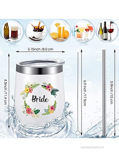 4 Pieces Gifts for Bride Bridesmaid Maid of Honor Bridesmaid Proposal Gifts Bride Wine Tumblers for Engagement Wedding Bridal Party Supplies 12 oz Stainless Steel Coffee Mugs with Lids