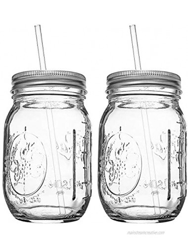 Ball Novelt SIPPER SET a 16oz Mason Jar + Sippin’ Lid + Acrylic Straw Reusable Novelty Cocktail Glasses Shabby Chic 2 Pack Clear