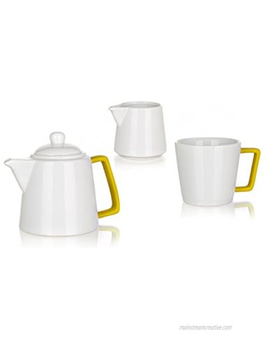 Banquet Color Plus Tea Set of Jug Ceramic White Yellow 17 x 20 x 12 cm