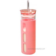 Drinking Glass Jar 500ml ,Juice Drinking Jar Transparent Straw Glass Cup with Lid and Straw Travel Mug Silicone Protective Sleeve