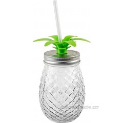 Home Essentials Pineapple Luster Glass Sipper with Straw 17.5-Ounce