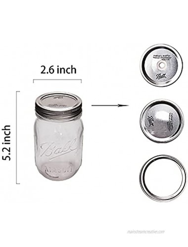MDZF SWEET HOME Mason Jars with Lid and Stainless-steel Straw Wide Mouth Glass 17Oz Set of 2