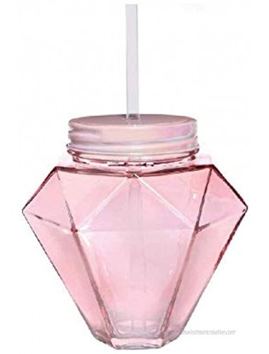 Pink Diamond Sipper Glass with Straw