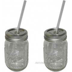 Sipper Drinking Jar 16oz Ball Mason Jar Reusable Acrylic Straw 2 Pack