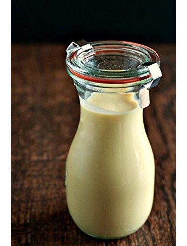 Weck Juice Jar Weck Jars made of Transparent Glass Eco-Friendly Milk Jar Glass Pitcher with Lids Juice Carafe Suitable for Juice Milk Water Wine 1 4 liter milk bottle Set of 4 Carafes