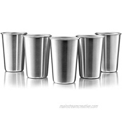 16 Ounce Stainless Steel Pint Cups Stackable Pint Cup Tumblers For Travel – Metal Cups For Drinking Outdoors 16 Oz Reusable Steel Cups 5 Pack