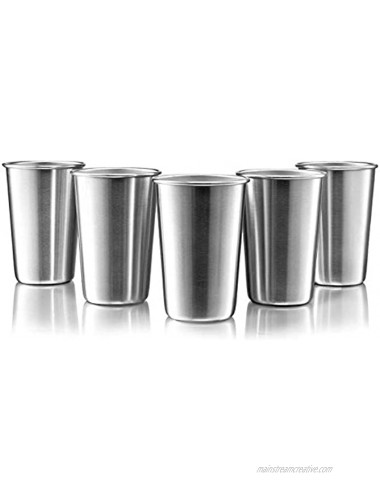 16 Ounce Stainless Steel Pint Cups Stackable Pint Cup Tumblers For Travel – Metal Cups For Drinking Outdoors 16 Oz Reusable Steel Cups 5 Pack