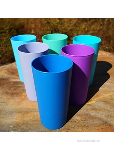 26-ounce Plastic Tumblers Reusable BPA-free Dishwasher Safe Drinking Cups Set of 6 for Kids Indoor Outdoor Use Multi-color