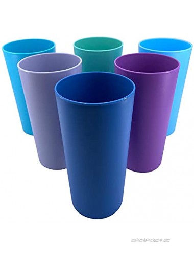 26-ounce Plastic Tumblers Reusable BPA-free Dishwasher Safe Drinking Cups Set of 6 for Kids Indoor Outdoor Use Multi-color
