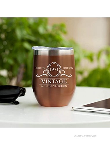 50 Birthday Gifts for Women Men 1971 Rose Gold Stainless Steel Tumbler 50 Gift Ideas 50th Birthday Gifts 50th Anniversary Gift Cup 50 Year Old Gift for Women Men 50th Birthday Gift Ideas