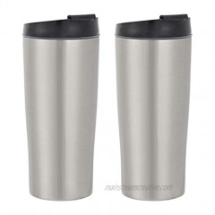 Basics Stainless Steel Tumbler with Flip Lid Vacuum Insulated – 20-Ounce 2-Pack Silver