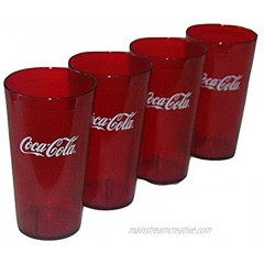 Carlisle Paddles Coca Cola Logo Ruby Red Plastic Tumblers Set of 4-16oz Coke