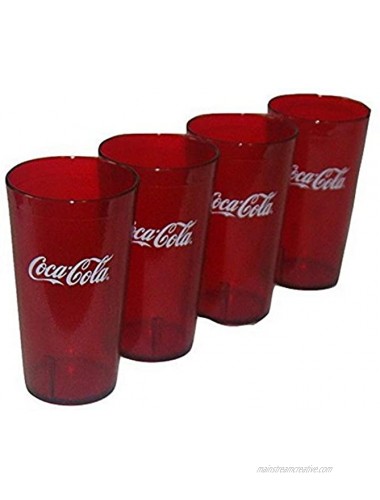 Carlisle Paddles Coca Cola Logo Ruby Red Plastic Tumblers Set of 4-16oz Coke
