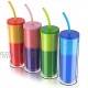 Color Changing Cups Tumblers with Lids 4Pcs 16oz Pastel Colored Acrylic Reusable Cups with Lids and Straws | Double Wall Insulated Coffee Cup Plastic Bulk Travel Water Tumbler