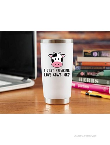 Cow Gifts Coffee Tumbler- 20oz Tumbler for Coffee or Wine Gift Idea for Cow Lovers Themed Gifts Print Cup Accessories Stuff Farm Animal