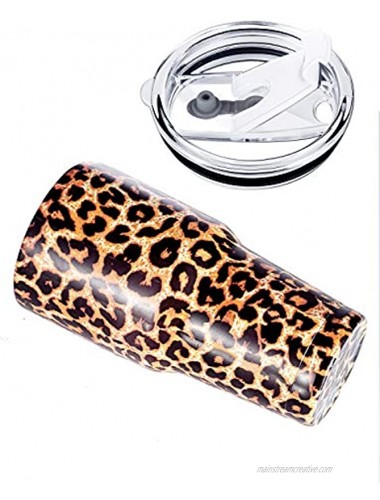 DYNAMIC SE 30oz Leopard Tumbler Double Wall Stainless Steel Vacuum Insulated Travel Mug with Splash-Proof Lid Metal Straw and Brush