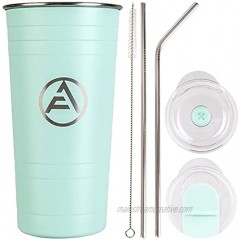 EAF Stainless Steel Coffee Tumbler with Straw Insulated Tumblers Coffee Travel Mug 16 oz Double Wall Thermal Cup for Hot Cold Drinks Teal