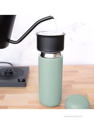 Fellow Carter Move Travel Mug Vacuum-Insulated Stainless Steel Coffee and Tea Tumbler with Ceramic Interior and Splash Guard Mint Chip 16 oz Cup
