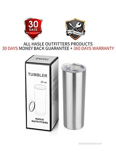 HASLE OUTFITTERS 20 oz Stainless Steel Skinny Tumbler bulk Double Wall Vacuum Slim Water Tumbler Cup with lid Reusable Metal Travel Coffee Mug Set of 8 Slive