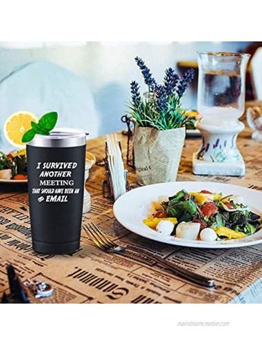 I Survived Another Meeting That Should Have Been An Email Travel Tumbler 20 Oz Insulated Stainless Steel Tumbler with Lid Christmas Birthday Gift for Boss College Friend Black