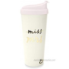 Kate Spade New York Bridal 16 Ounce Insulated Travel Mug Double Wall Thermal Tumbler for Coffee Tea Miss to Mrs. Pink