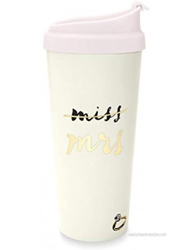Kate Spade New York Bridal 16 Ounce Insulated Travel Mug Double Wall Thermal Tumbler for Coffee Tea Miss to Mrs. Pink