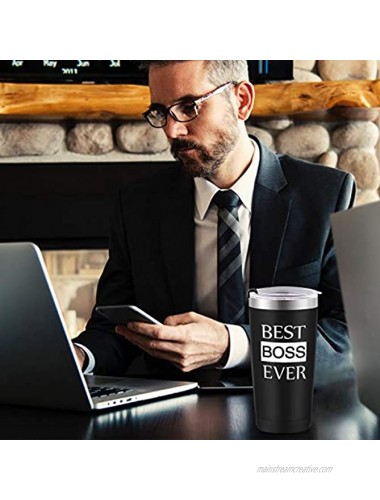 Lifecapido Funny Bosses Day Gifts For Him My Boss Best Boss Ever Travel Tumbler Gifts For Office Workers Bosses Friends Family Men 20 oz Officical Stainless Steel Tumbler Cup with Lids Black