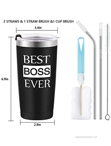 Lifecapido Funny Bosses Day Gifts For Him My Boss Best Boss Ever Travel Tumbler Gifts For Office Workers Bosses Friends Family Men 20 oz Officical Stainless Steel Tumbler Cup with Lids Black