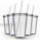 Maars Drinkware Bulk Double Wall Insulated Acrylic Tumblers with Straw and Lid Set of 12 16 oz Clear