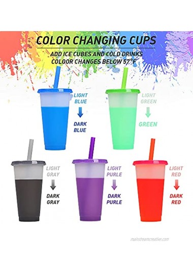 Plastic Tumblers Bulk with Lids | Straws for Adults Kids: 32 oz Reusable Boba Drinking Cups Reusable Ice Cold Color Changing Cups