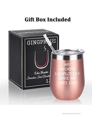 Qtencas Bosses Day Gifts My Employee Gave Me This Cup Wine Tumbler for Boss Women Manager Director Employer Coworker 12 Oz Stainless Steel Insulated Tumbler with Lid Rose Gold