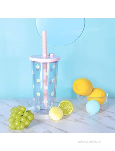 Reusable Boba Cup Smoothie Cup with Resealable Lid Plug 550 ml 20 oz Double Wall Insulated Boba Tea Cup Boba Tumbler Milk Tea Cup with Wide Reusable Straw