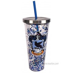 Spoontiques Harry Potter Tumbler Ravenclaw Glitter Cup with Straw 20 oz Acrylic Blue