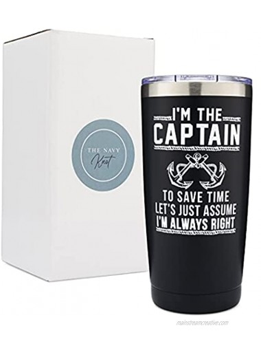 The Navy Knot I'm The Captain I'm Always Right 20oz Tumbler Stainless Steel For the Lake Ocean Travelers Boaters Boat Owners Accessories Double-Insulated Keeps Drinks Cold or Hot